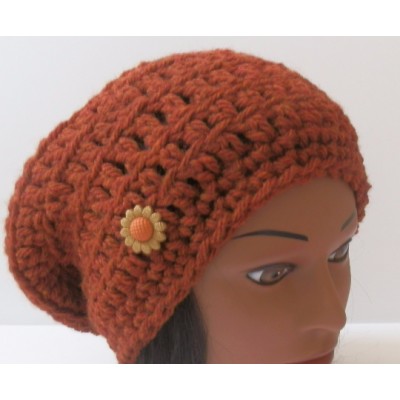  Handmade Crochet Hat Beautiful Warm Earthy Shades of Spice Wool Acrylic SLOUCHY  eb-13602216